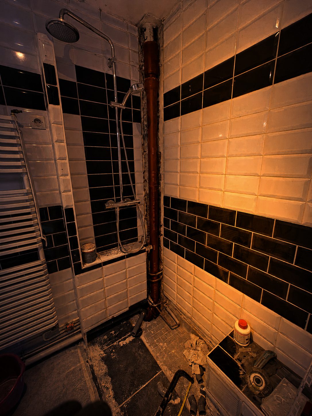 Reprise colonne fonte salle de bain Vincennes 94 — chantier SOS FONTE 2026